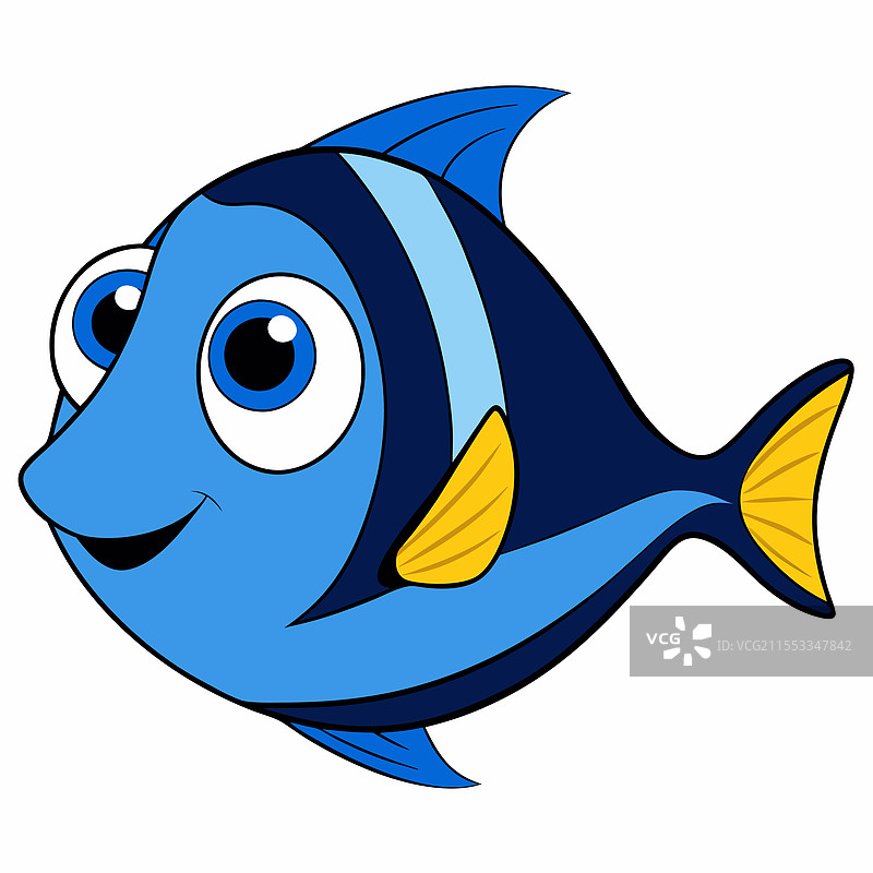 蓝色唐鱼在白色背景上孤立展示图片素材