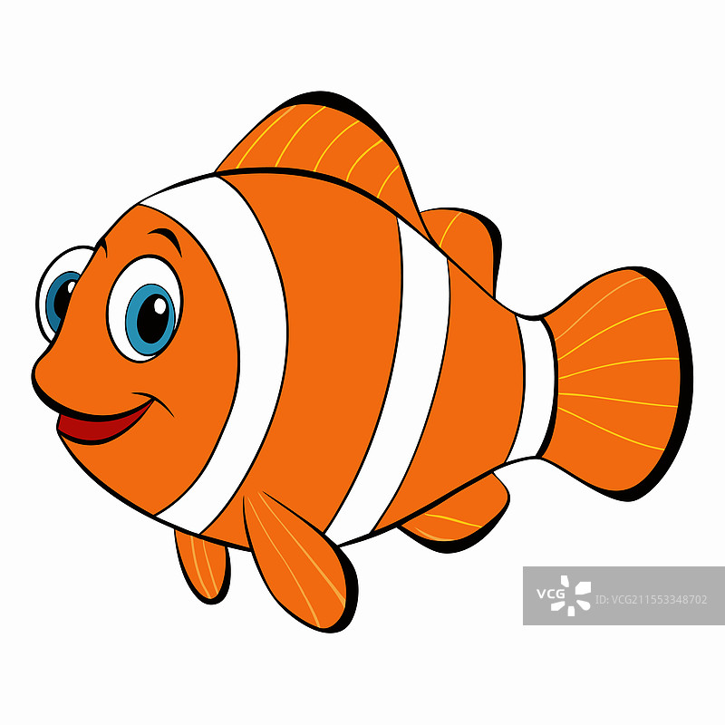 孤独的小丑鱼在白色背景上平铺展示图片素材