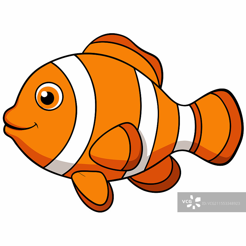 孤独的小丑鱼在白色背景上平铺展示图片素材