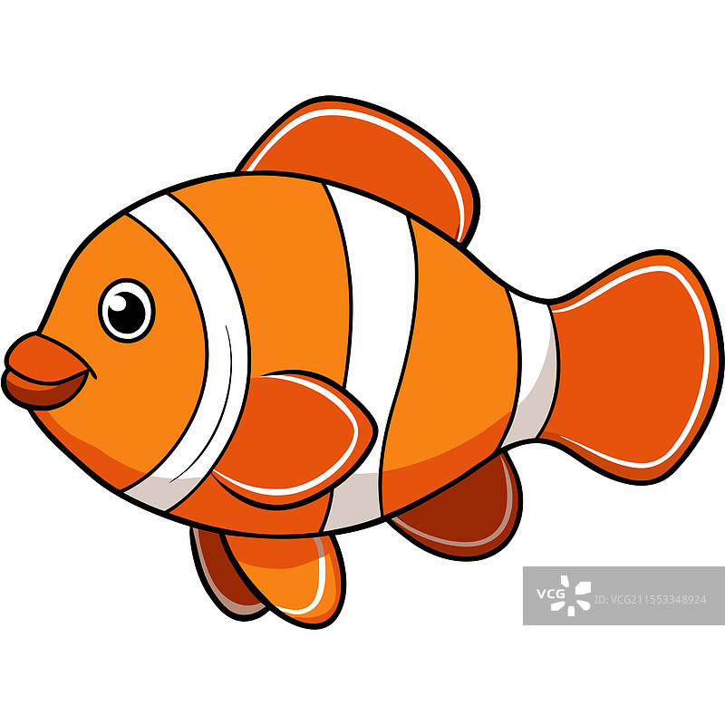 孤独的小丑鱼在白色背景上平铺展示图片素材