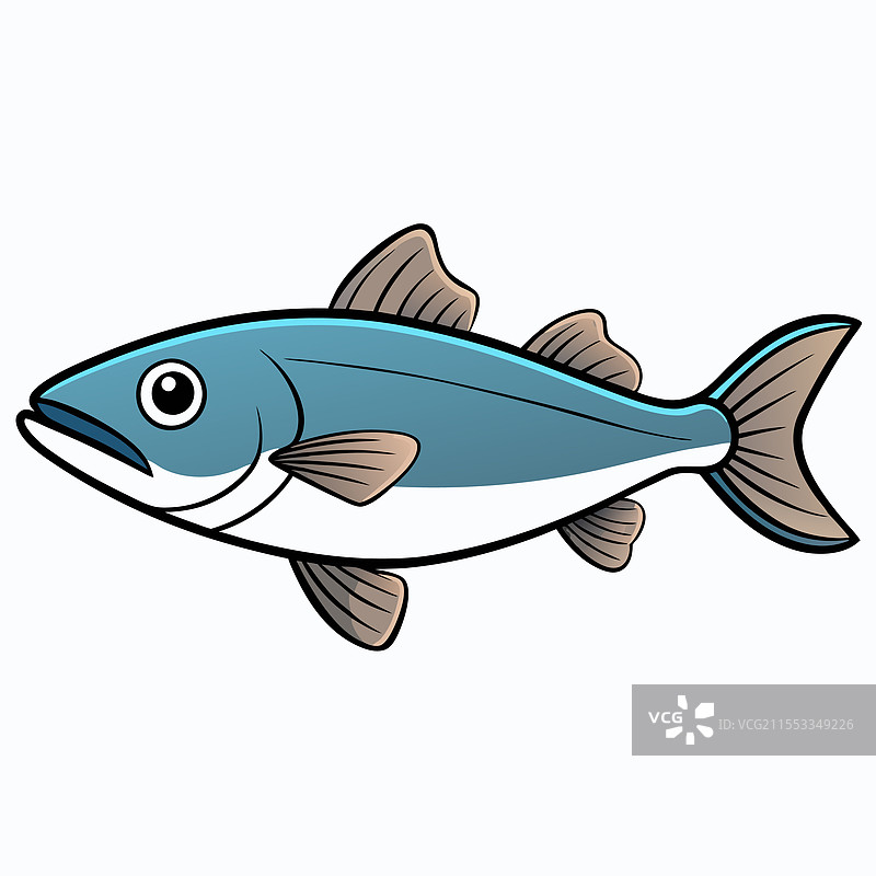 鳕鱼在白色背景上孤立展示图片素材