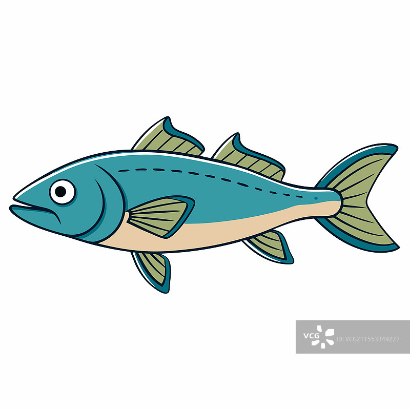 鳕鱼在白色背景上孤立展示图片素材