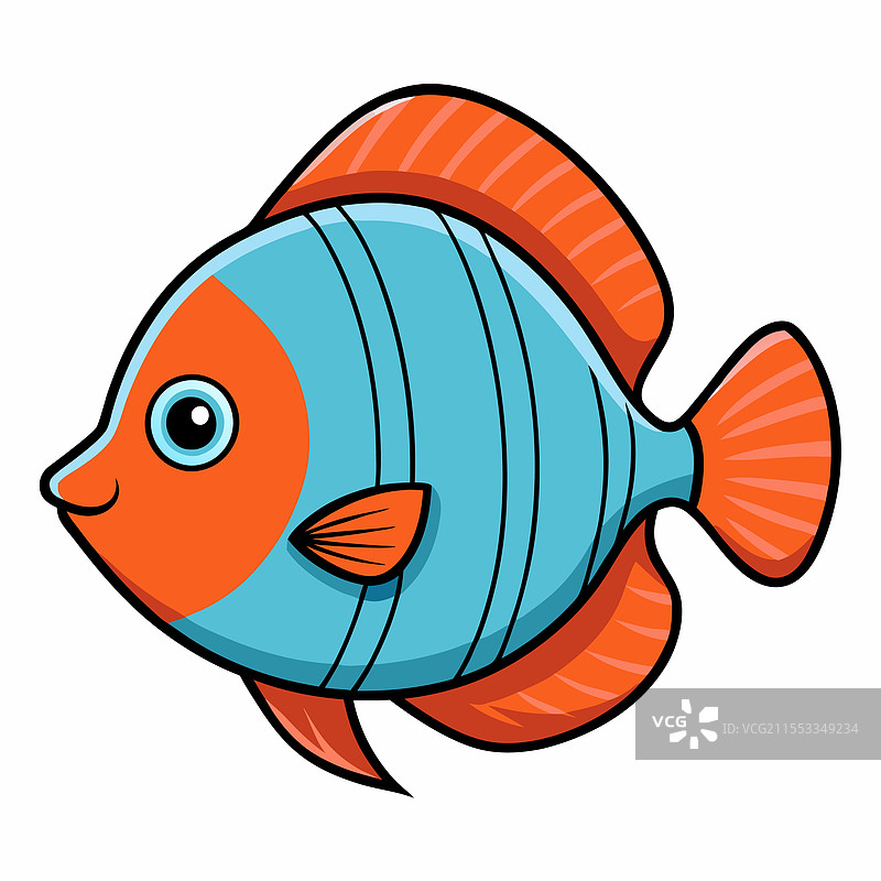 孤立的圆尾鱼平放在白色背景上图片素材