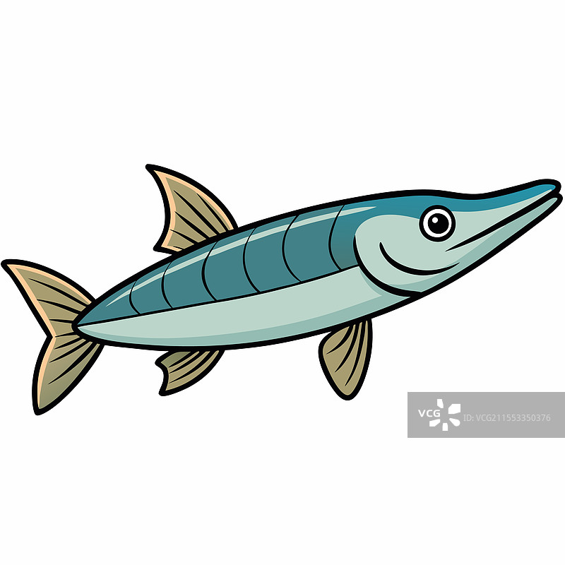 孤立的长吻鱼平放在白色背景上图片素材