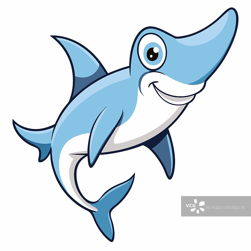 锤头鲨鱼在白色背景上孤立展示图片素材