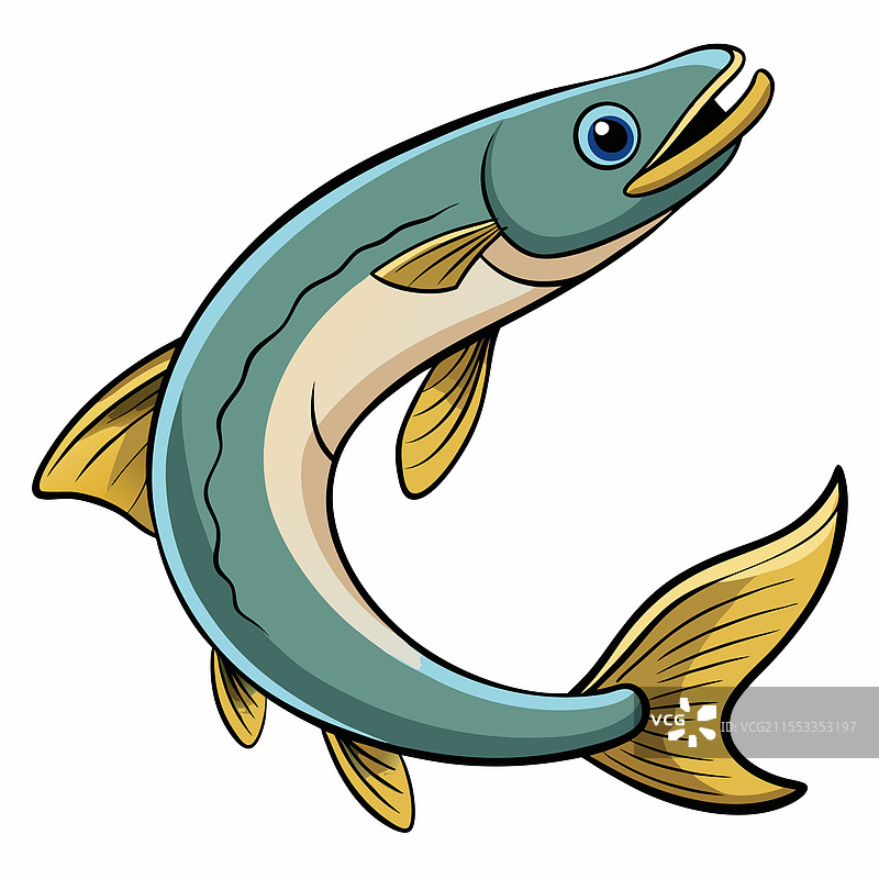 七鳃鳗鱼在白色背景上平放孤立展示图片素材