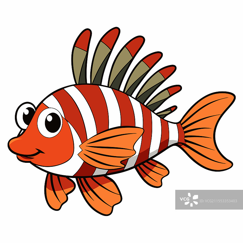 狮子鱼在白色背景上孤立展示图片素材