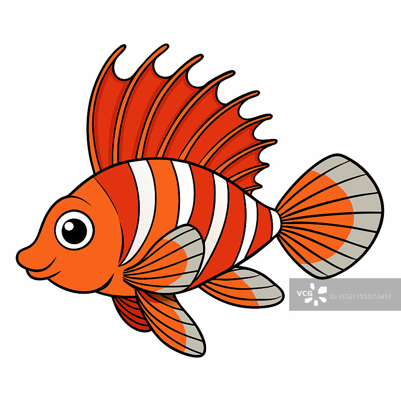 狮子鱼在白色背景上孤立展示图片素材