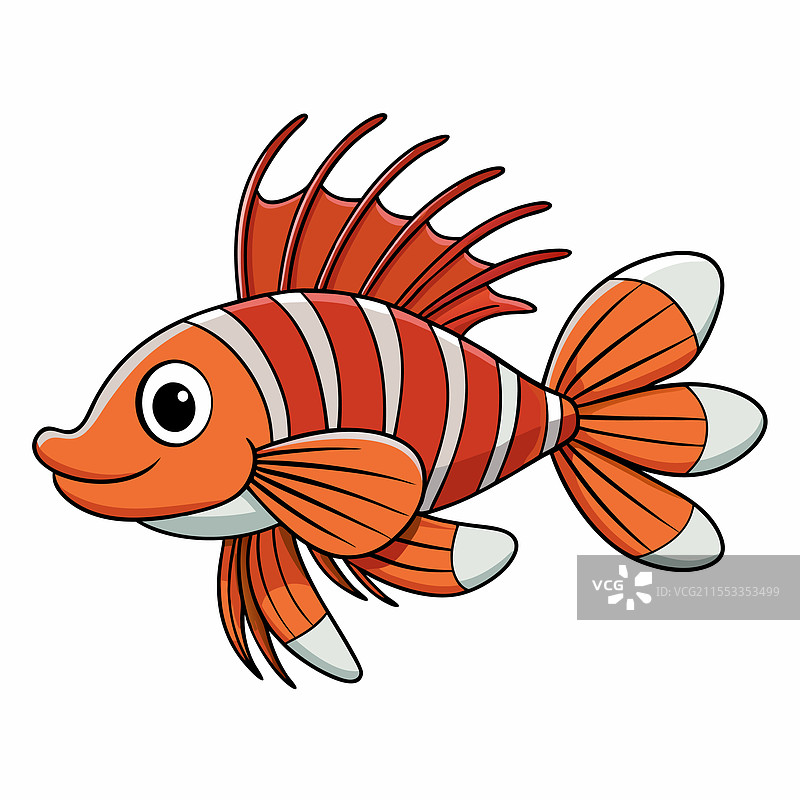 狮子鱼在白色背景上孤立展示图片素材