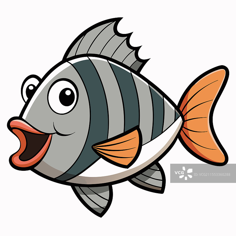 羊头鱼在白色背景上平放孤立展示图片素材