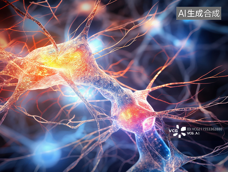 【AI数字艺术】神经元的奥秘抽象插画：微观的连接世界图片素材