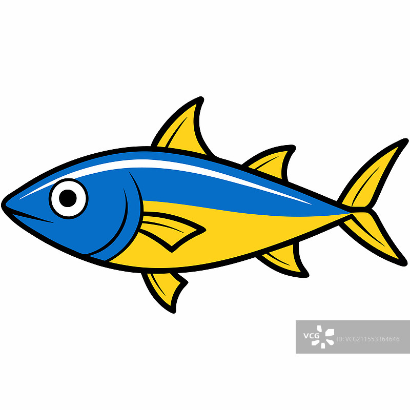 黄色尾鱼在白色背景上平放孤立。图片素材