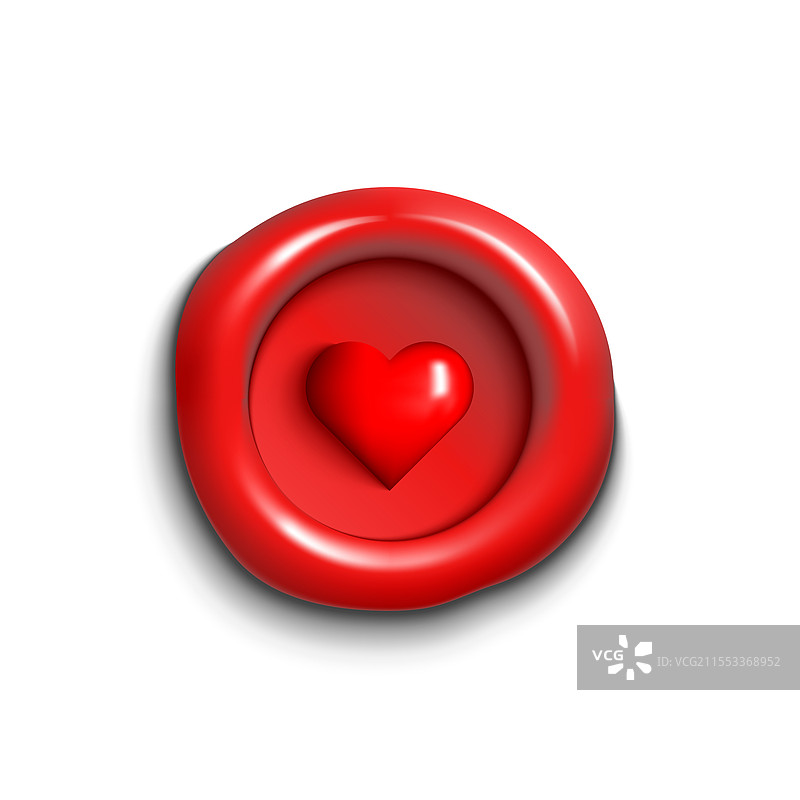 红色心形蜡封样品，孤立展示图片素材