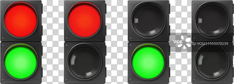 一组逼真的行人交通信号灯图片素材