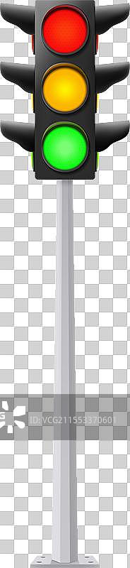 现实主义风格的交通信号灯同时亮起三种颜色图片素材