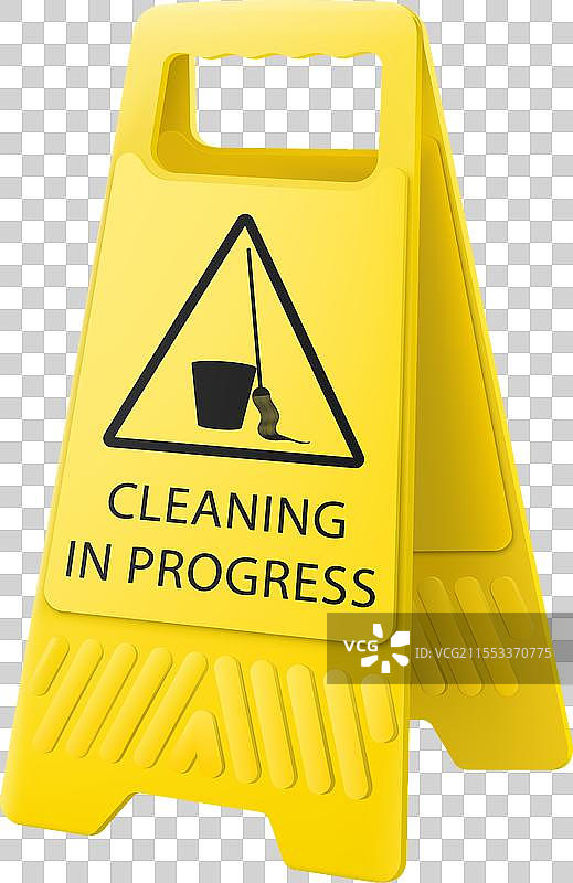 清洁进行中，湿滑地面小心标志图片素材