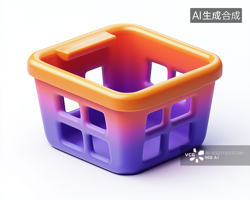 【AI数字艺术】设计素材3d购物筐图片素材