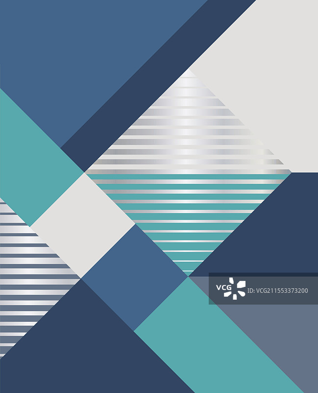 蓝色几何拼接与金属线条渐变现代设计插画图片素材