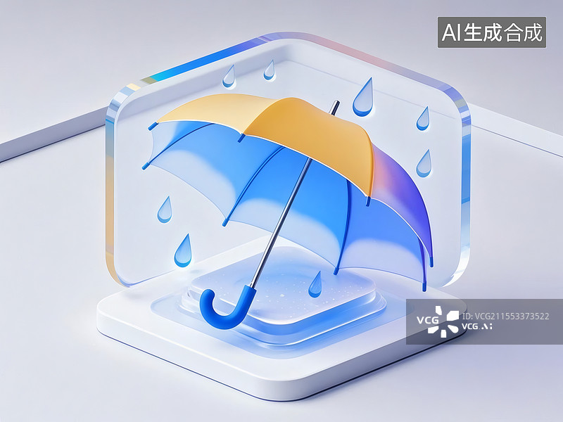 【AI数字艺术】雨伞与水滴的保护图片素材