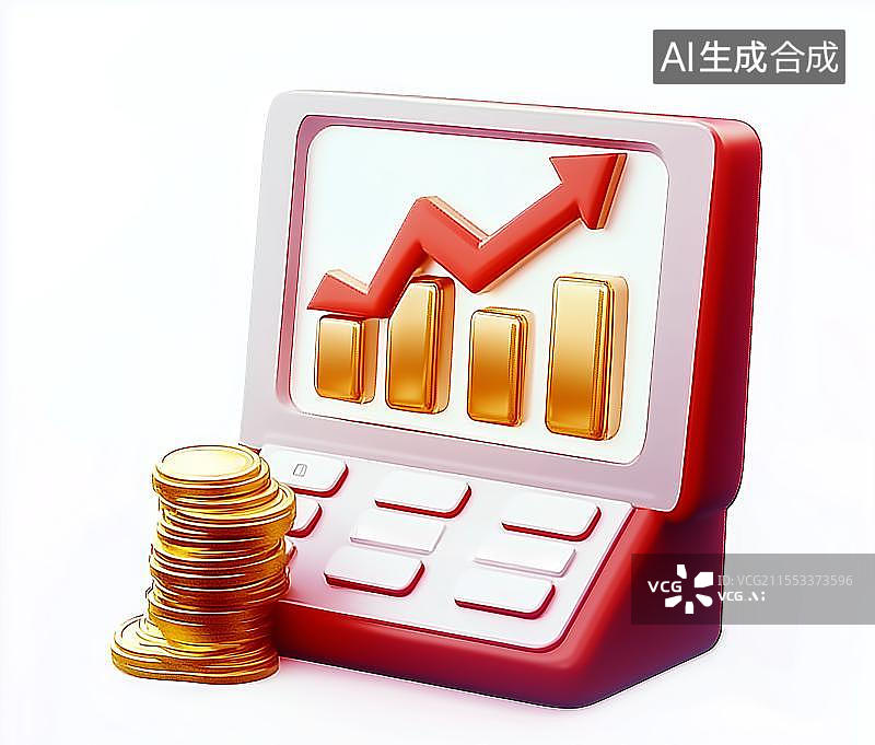 【AI数字艺术】免扣金融元素3d收款机图标图片素材