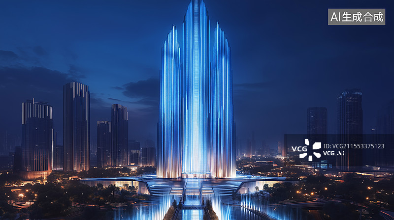 【AI数字艺术】现代城市夜景图片素材
