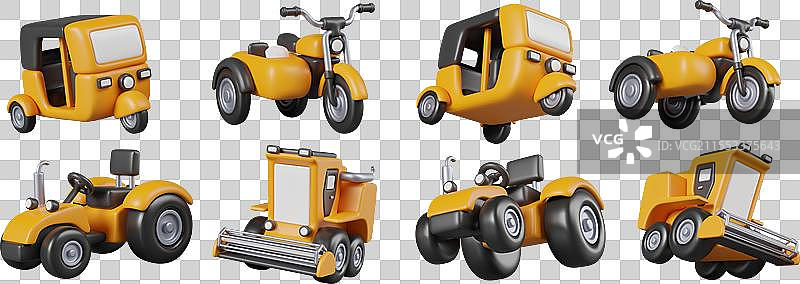 带侧车的三轮摩托车图片素材