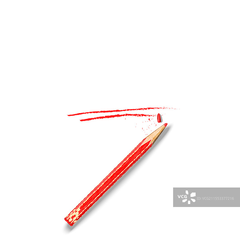 断裂的红色铅笔与校对双重标记图片素材