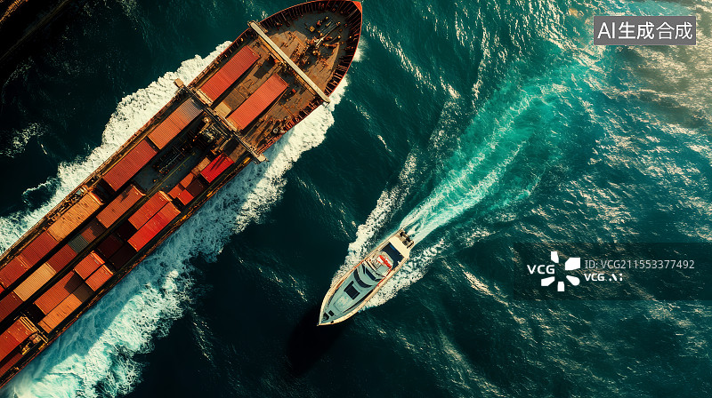 【AI数字艺术】海上邮轮，货轮，海上运输图片素材