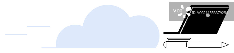 云计算概念，配有笔记本电脑和笔图片素材