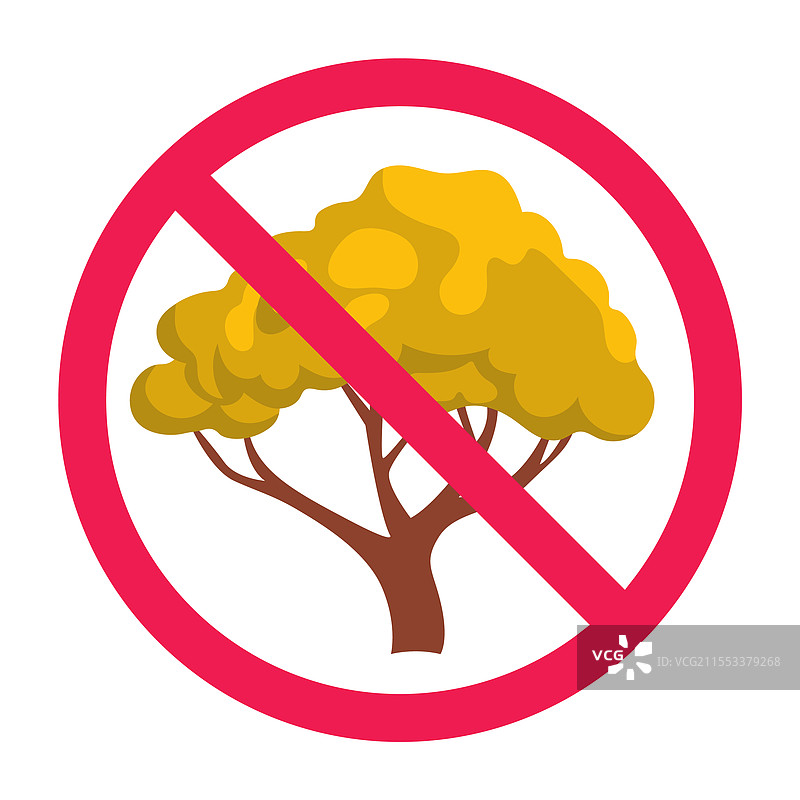 黄色树木禁止标志 禁止树木图标图片素材