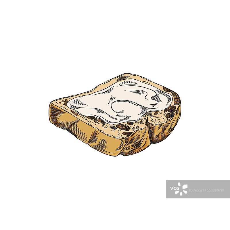 手绘涂抹黄油的面包片图片素材