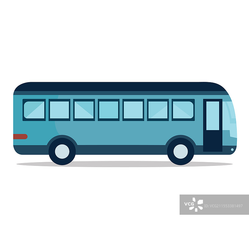 蓝色公交车扁平设计图片素材