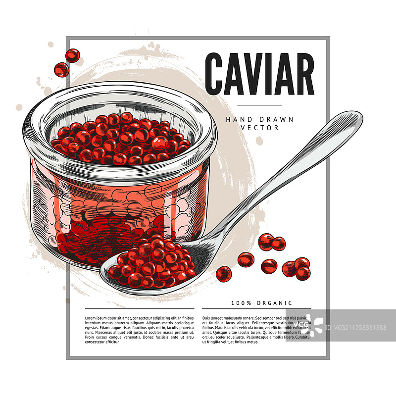 装有红鱼子酱的玻璃罐海报图片素材