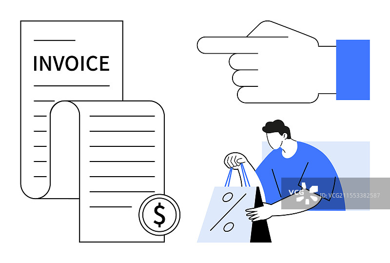 在线购物和账单处理的手势图片素材