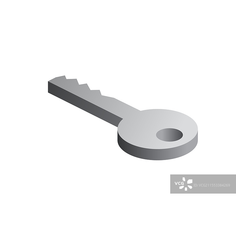 等距安全密钥图标，孤立在白色背景上图片素材