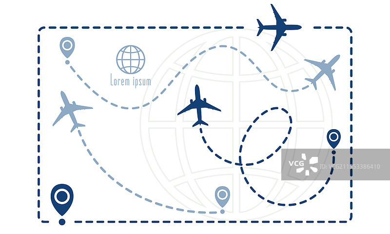 飞机航线图标集图片素材