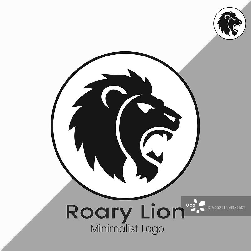 愤怒咆哮的狮子极简风格标志图片素材