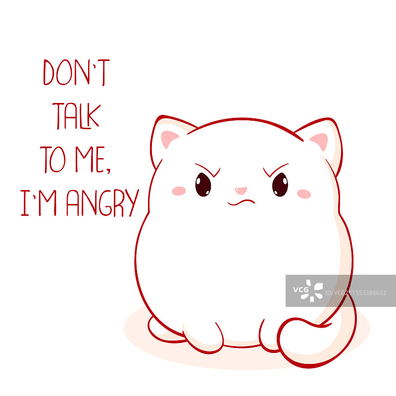 搞笑卡片上有一只不满和烦恼的猫图片素材