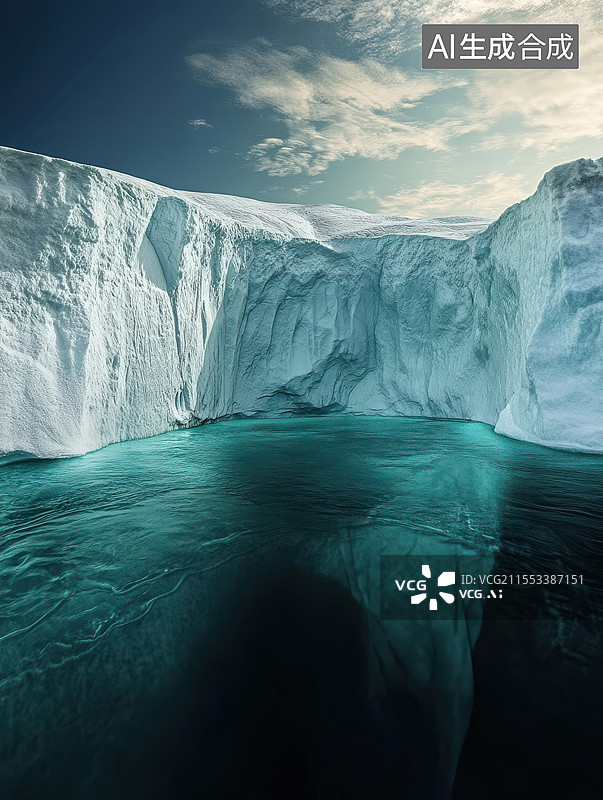 【AI数字艺术】极地冰川与清澈海水图片素材