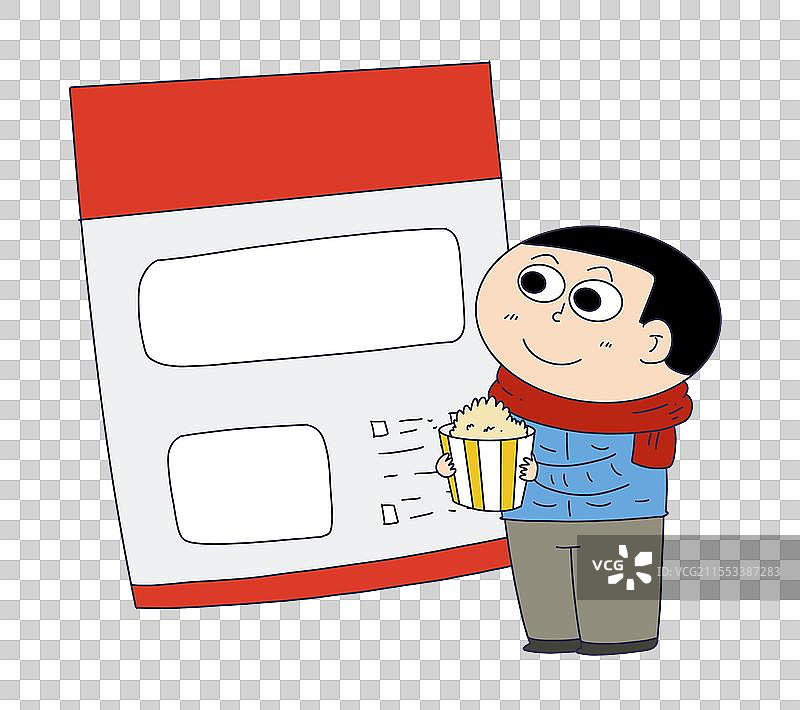 拿着爆米花观影的人物图片素材