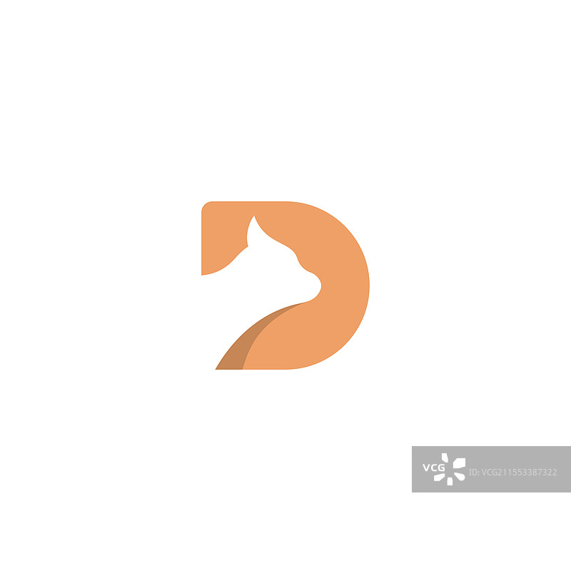 适合宠物店标志的字母D猫咪图标logo图片素材