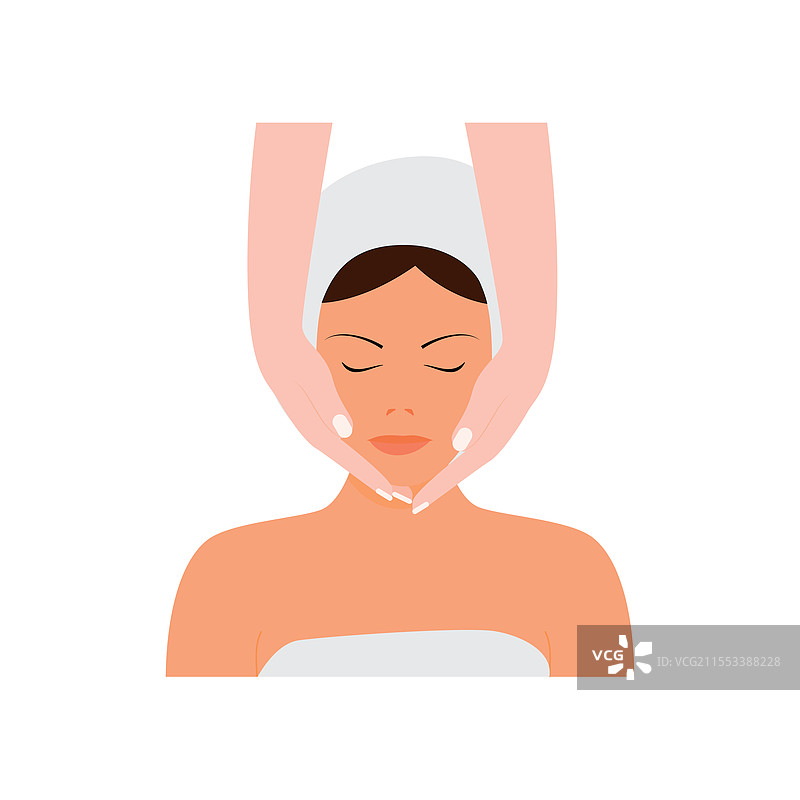 女性在水疗程序中进行面部按摩图片素材