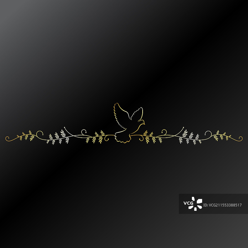 和平鸽剪影与花卉图案图片素材