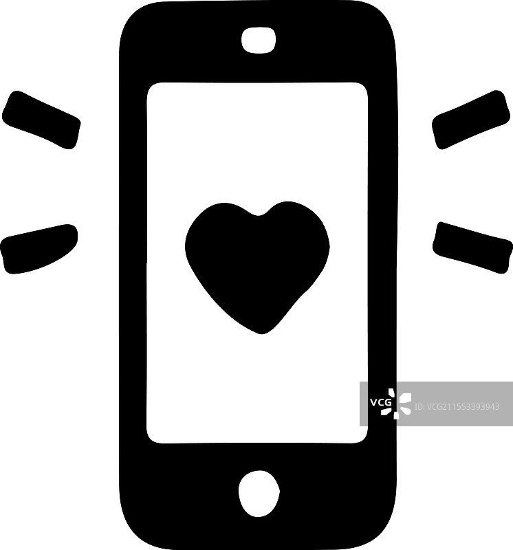 在线约会图标，带有爱心的手机图片素材