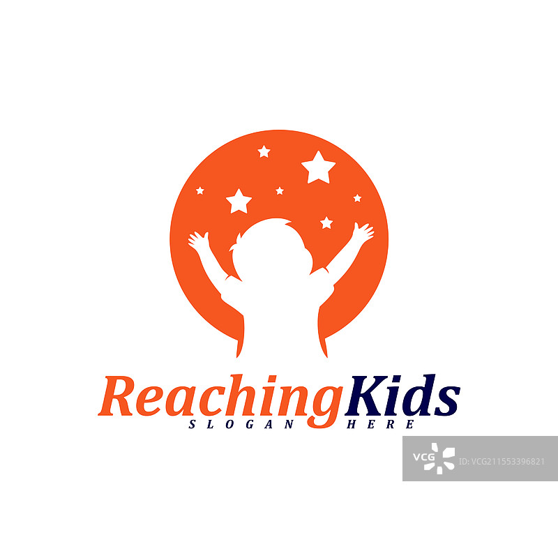 儿童触摸星星的标志设计概念图片素材