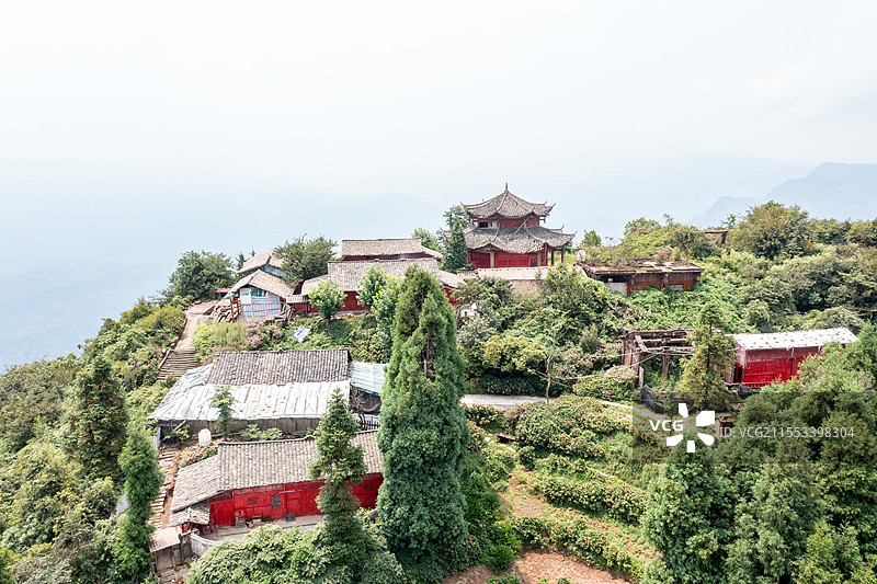 周公山石头建筑寺庙废墟图片素材