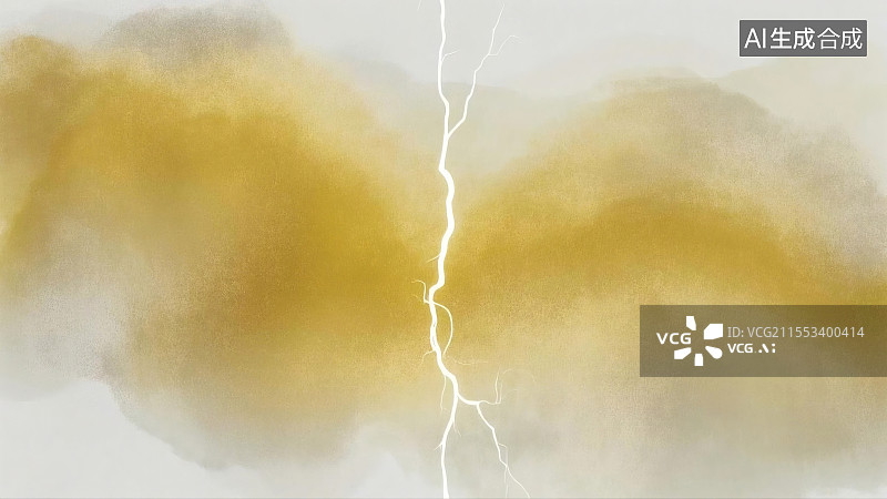 【AI数字艺术】金黄云雾间的闪电景象图片素材