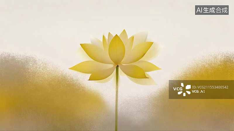 【AI数字艺术】清新淡雅黄色单株莲花图片素材