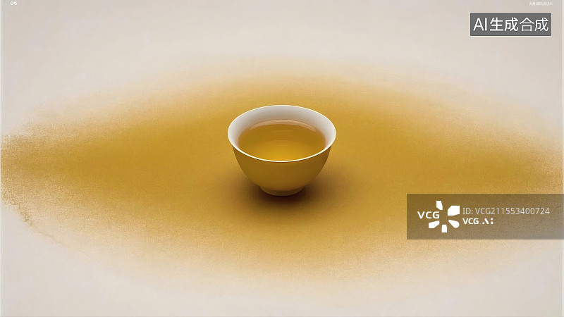 【AI数字艺术】简约雅致盛有茶汤的黄色茶杯图片素材