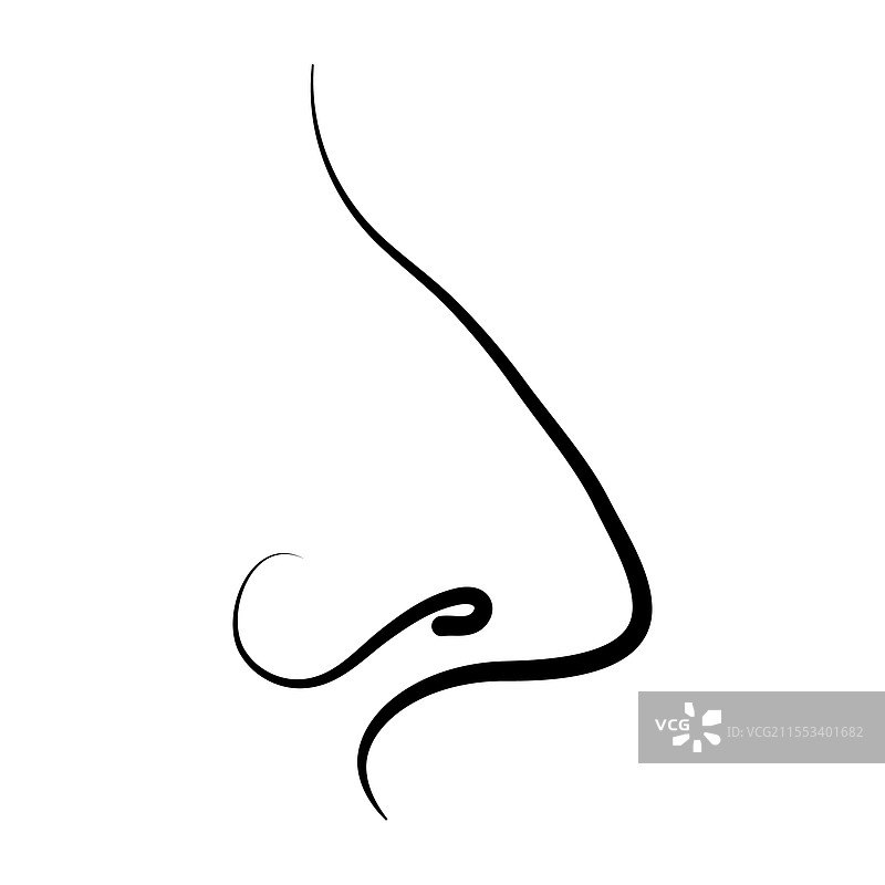 黑色线条艺术鼻子图标 人脸 人体解剖图片素材